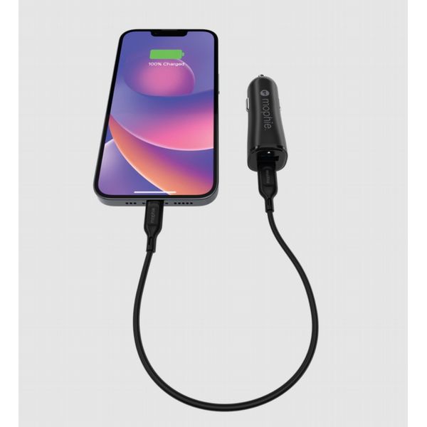Mophie Car Charger 12W USB-C | USB-A - Black