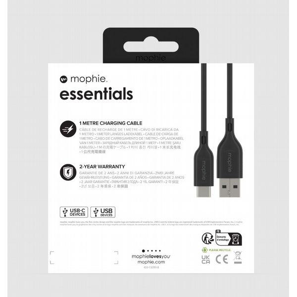 Mophie Cable USB-A to USB-C | 1M - Black