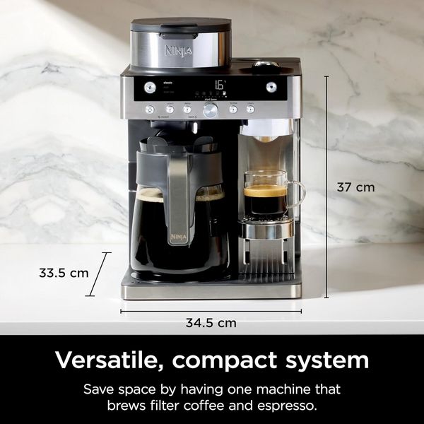 Ninja Prestige Dualbrew System Cfn802Uk Pod & Filter Coffee Machine - Stainless Steel & Black