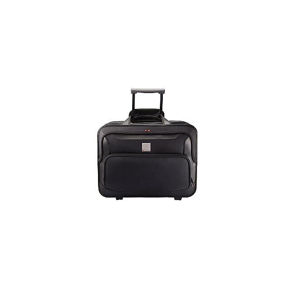 Laptop Case Black Monolith Deluxe Nylon With Leather Look Trim Wheeled