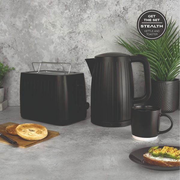 Hamilton Beach Stealth Kettle, Toaster and 20L Stainless Steel Interior Microwave Black