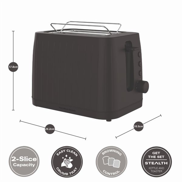 Hamilton Beach Stealth Kettle, Toaster and 20L Stainless Steel Interior Microwave Black