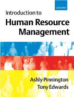 Introduction to Human Resource Management