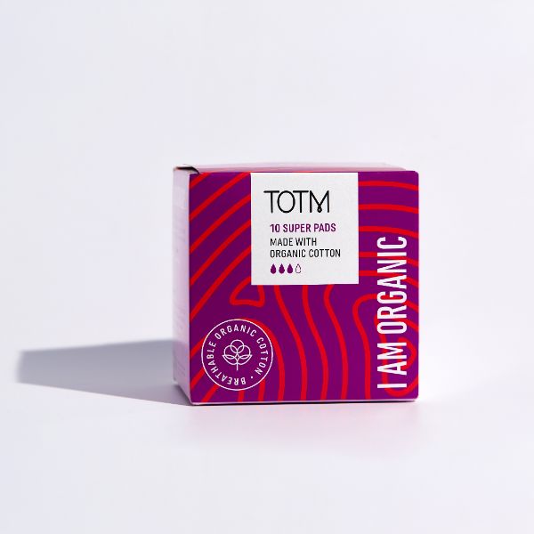 TOTM Organic Cotton Super Pads (x10) with wings - 5 packs