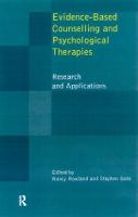 Evidence Based Counselling and Psychological Therapies: Research and Applications
