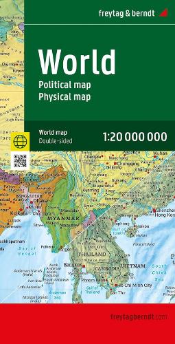 World Map, Political - Physical, English, folded Map: 1:20.000.000