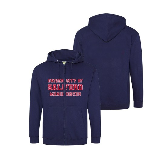 University of Salford Zipped Hoodie, Oxford Navy