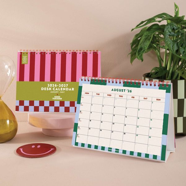 Academic Year A5 Desk Calendar 2026-2027 | Checks & Stripes