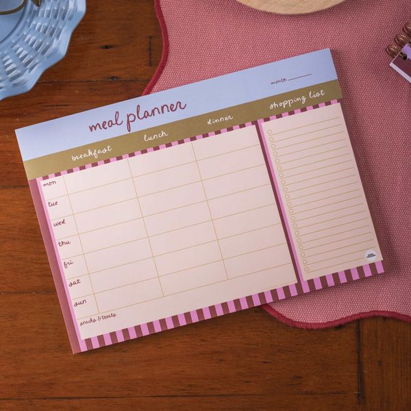 A4 Weekly Meal Planner Pad | Berry Stripe