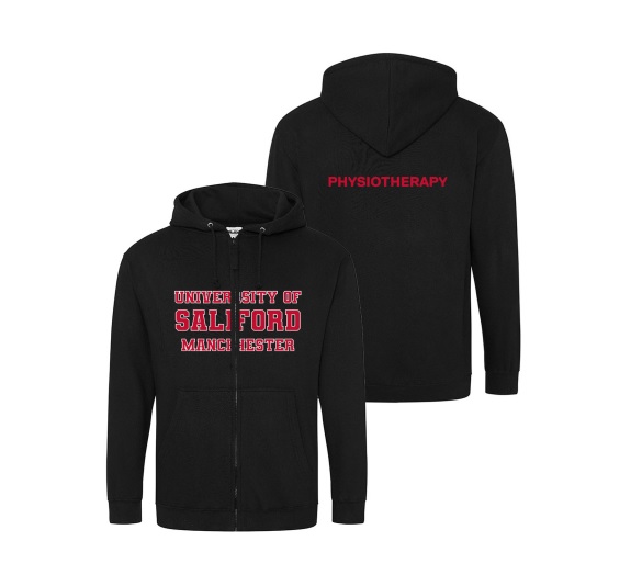 University of Salford Zipped Hoodie, Black, Physiotherapy