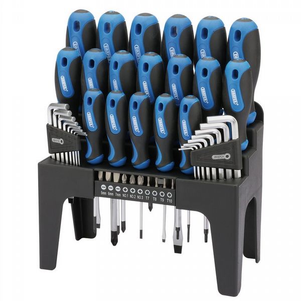 Draper Soft Grip Screwdriver Hex. Key And Bit Set (44 Piece)