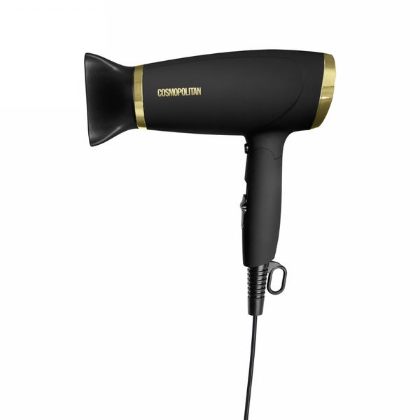 COSMOPOLITAN BLACK AND GOLD FOLDABLE HAIR DRYER