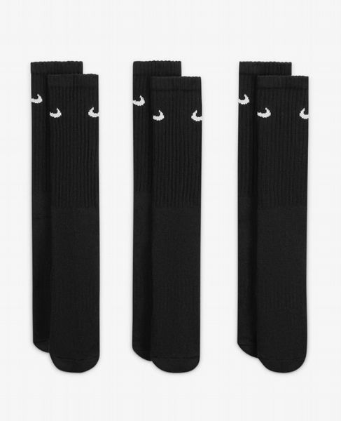 Nike Cushioned Training Crew Socks (3 Pack) (Black, 8 - 11)