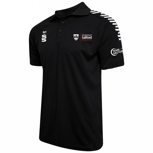 Salford University - School of Health - Dual Solid Colour Polo - Men's Fit. Black
