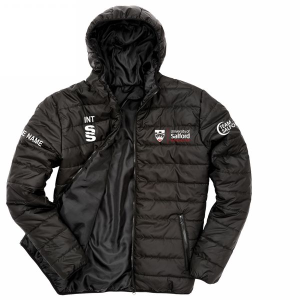 Salford University - School of Health - Supersoft Padded Jacket - Unisex Fit. Black